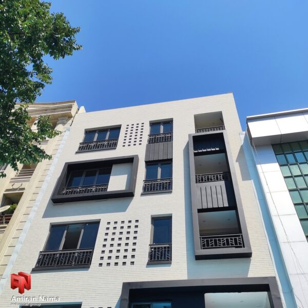آجر نما نسوز سفید آپارتمان در تهران