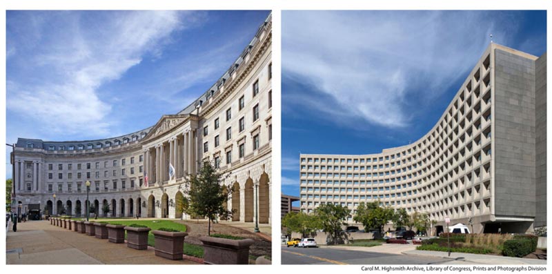 مقایسه معماری مدرن و سنتی در آمریکا