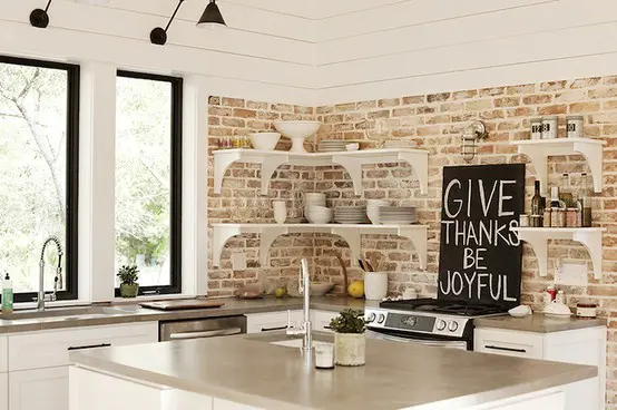 ایده جذاب دیوار آجری آشپزخانه