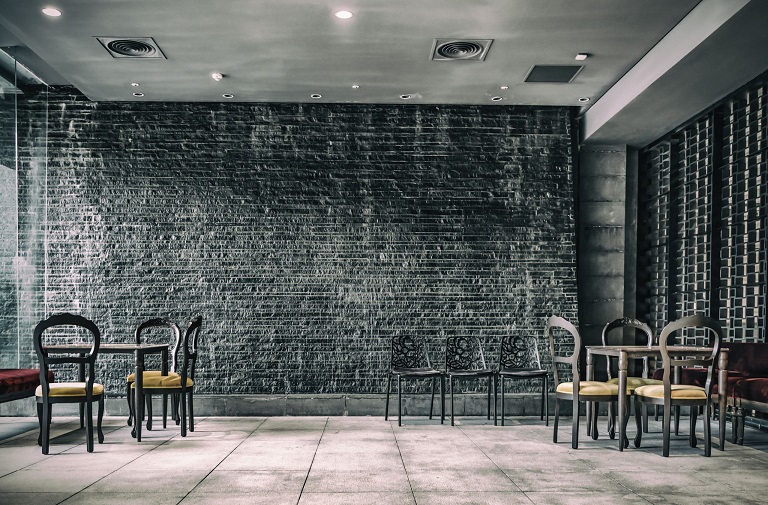 Creative brick wall designs cafe 1