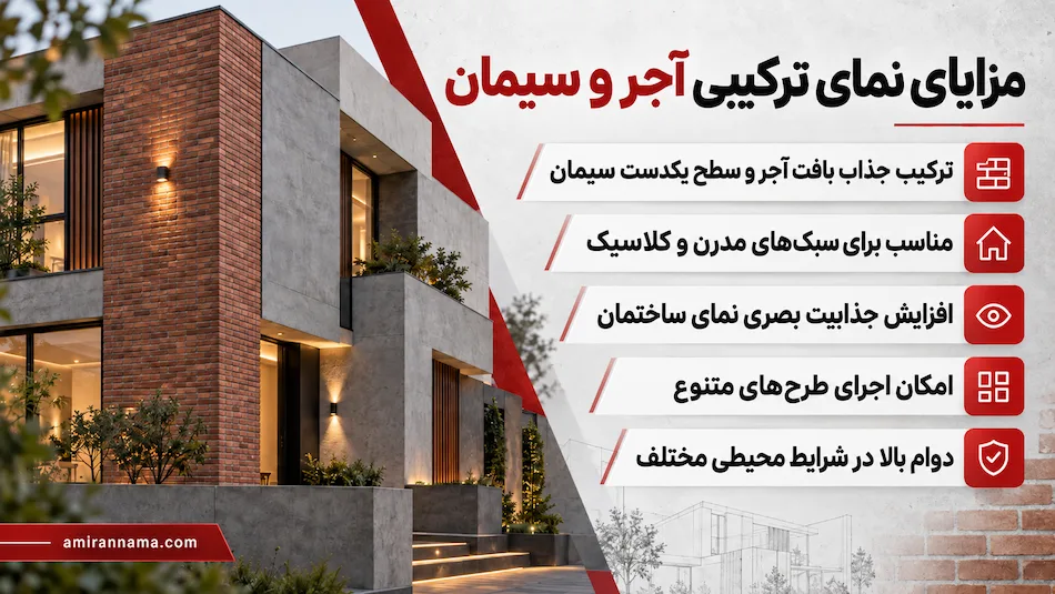مزایا و نقاط قوت نمای ترکیبی آجر و سیمان برای خانه