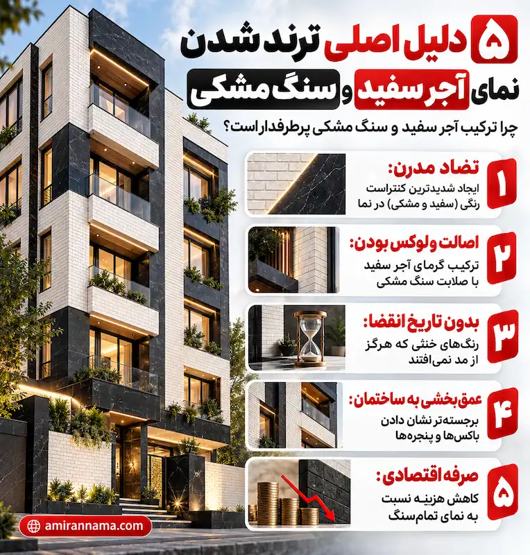 علت جذابیت و محبوبیت ترکیب آجر سفید و سنگ مشکی