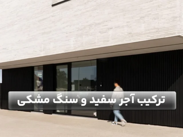 نمای ترکیب آجر سفید و سنگ مشکی